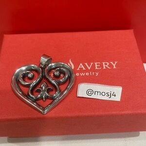 Retired James Avery Large Scrolled Heart Pendant